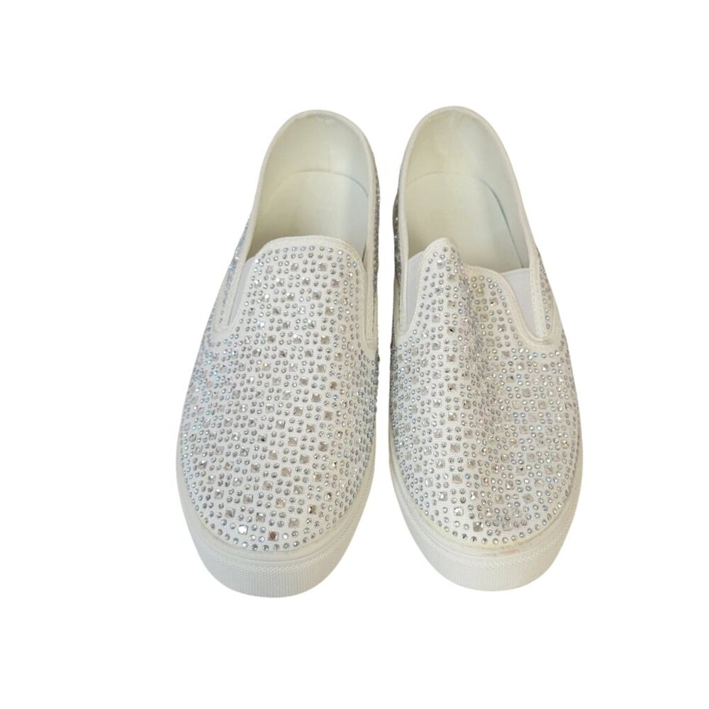 White Cruz Slip-On Rhinestone Embellished Sneakers 9M